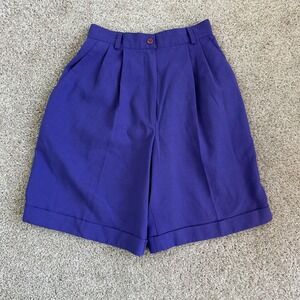 Vintage H.I.S Shorts Womens 6 Purple Pleated Relaxed Summer Casual USA Made